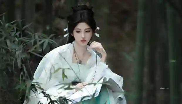 鞠婧祎竹林白衣路透 清冷出尘 一眼入戏
