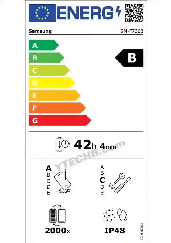 三星Galaxy Z Fold7、Flip7、Flip7 FE折叠手机欧盟能效标签曝光