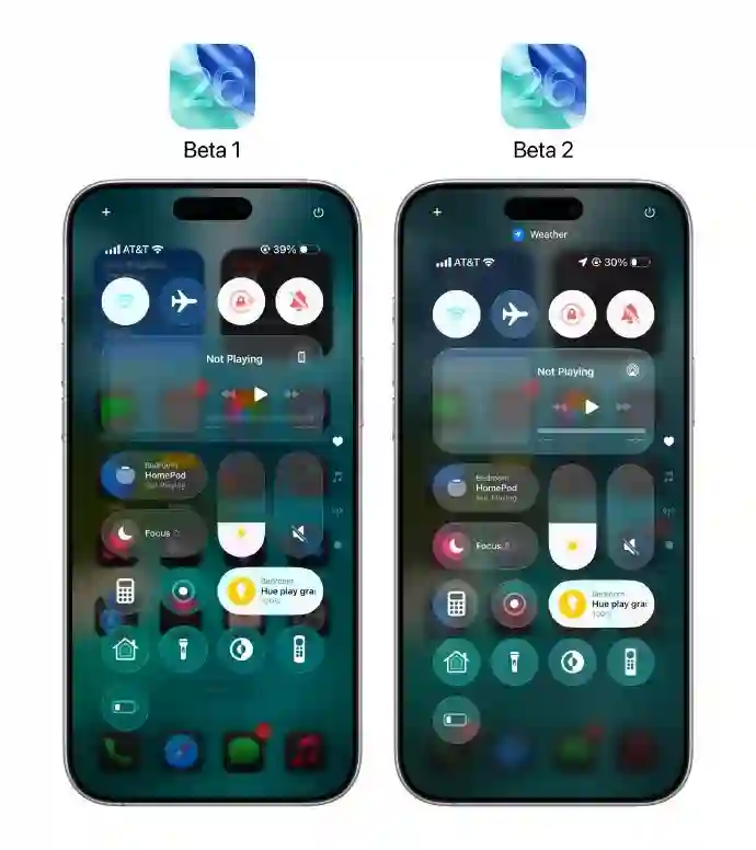 苹果发布iOS/iPadOS 26开发者预览版Beta 2：控制中心改进