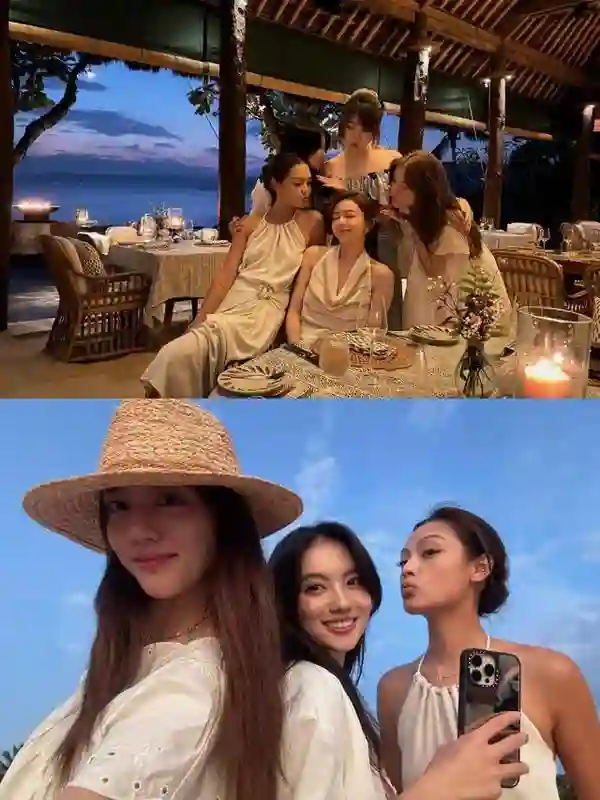 吴千语在夕阳下奔跑，她在韩国街头很美，施伯雄陪她和她闺蜜逛街