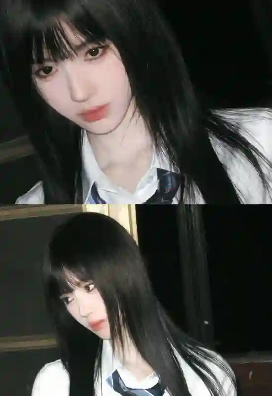 鞠婧祎解锁学院风新造型，黑发齐刘海甜酷出圈