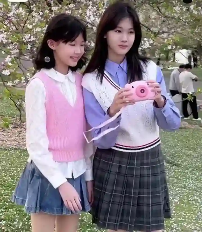 陆毅妻子鲍蕾晒樱花合影，母女花迷人，网友赞叹比李湘女儿清纯