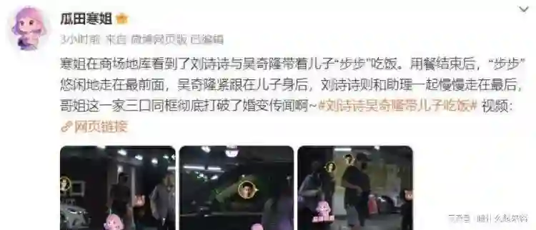 离婚风波后罕见同框!刘诗诗吴奇隆带儿子出行,全程无交流似陌生人
