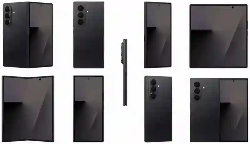 影银色首曝：三星Galaxy Z Fold7折叠手机渲染图流出