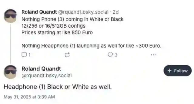 消息称Nothing Phone（3）起售价850欧元