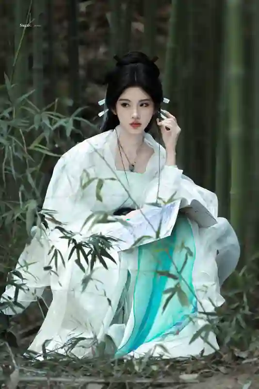 鞠婧祎竹林白衣路透 清冷出尘 一眼入戏