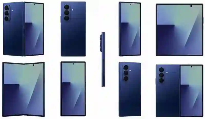 影银色首曝：三星Galaxy Z Fold7折叠手机渲染图流出