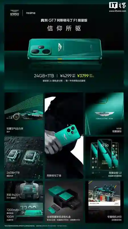 真我GT7阿斯顿马丁F1限量版开售，售价4299元