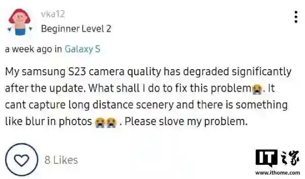 Galaxy S23系列手机用户反馈：升级One UI 7后，拍照质量明显下滑