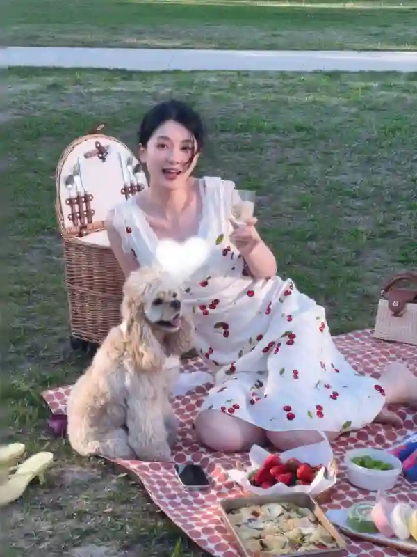 乔欣穿深V樱桃连衣裙野餐！小腹微隆疑有孕，晒富太日常惹人羡慕