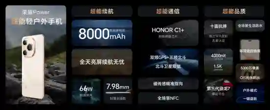荣耀Power发布：8000mAh大电池+7.98mm厚度，1999元起